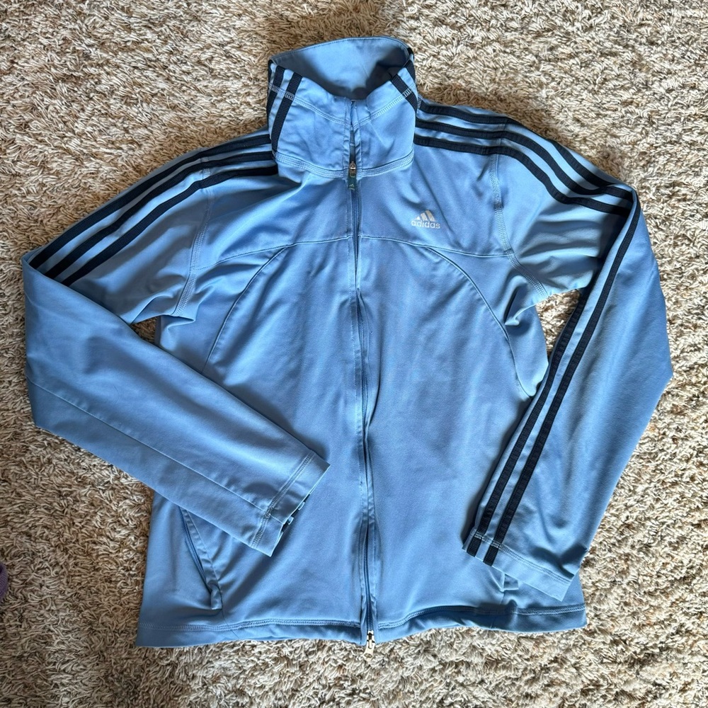 Adidas - Women’s Blue Striped Track Jacket (M)